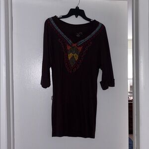 Miley Cyrus & Max Azria Dark Tunic with Red and Blue Accents